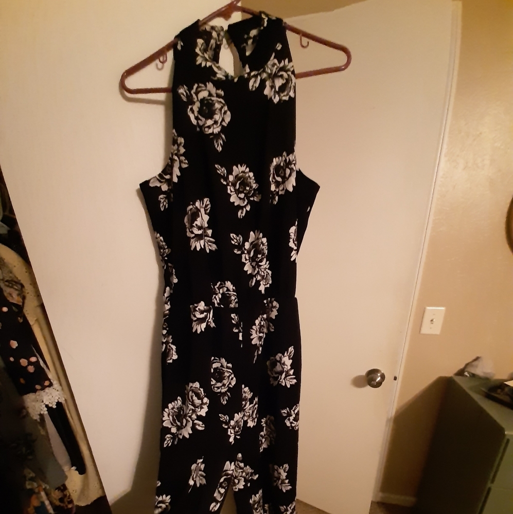 Black floral jumpsuit